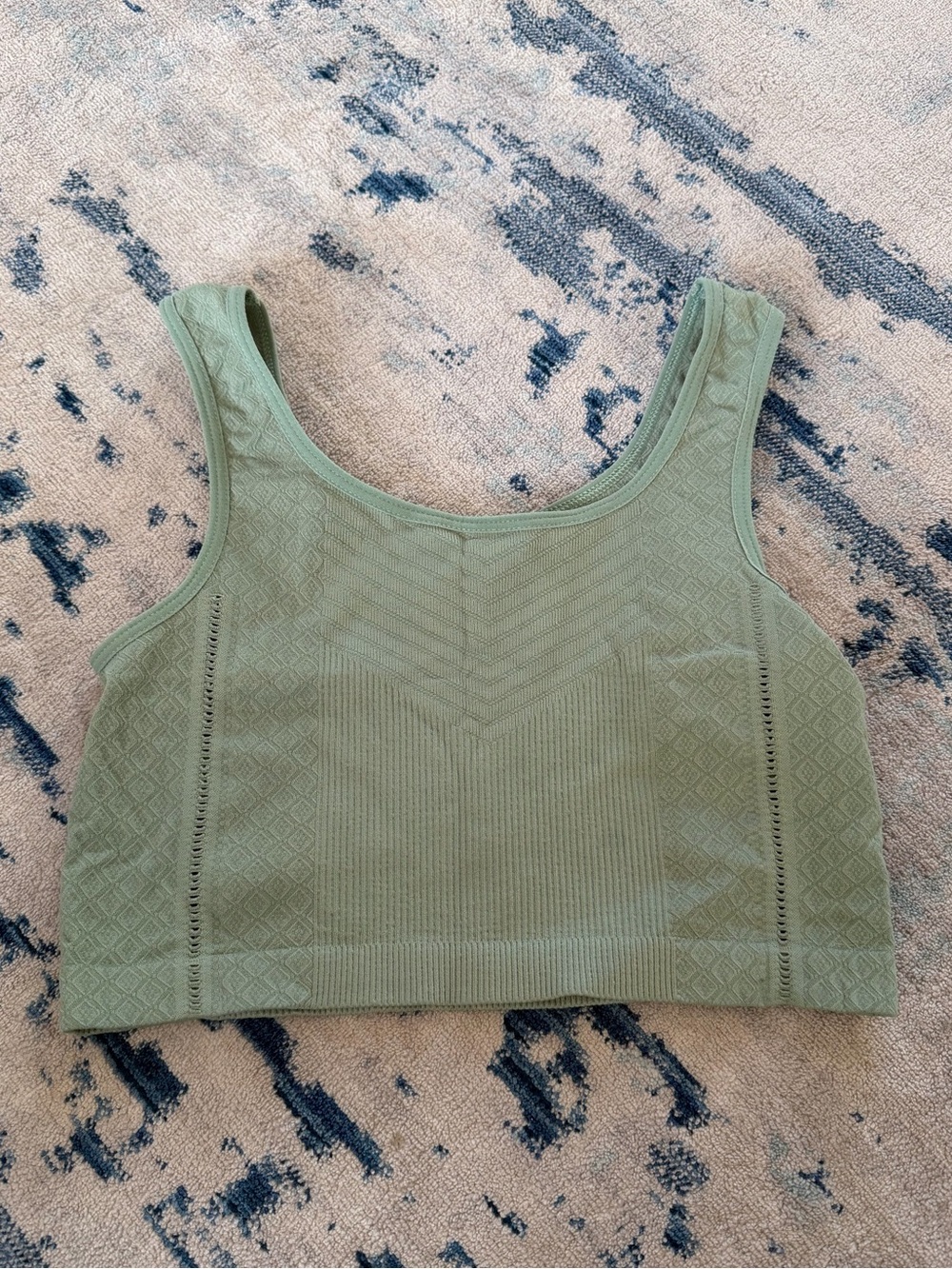 Anthropologie Seamless Ribbed Crop Tank - Sage Green Medium/Large